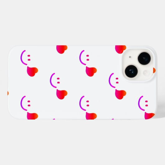 Minimalist Smiley Face iPhone Case - Cute Happy Vi (Achterkant (horizontaal))