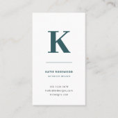 Minimalist Smoke Green Modern Large Initial Visitekaartje (Voorkant)