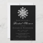 Minimalist Snowflake Bridal Shower | Black Kaart (Voorkant)