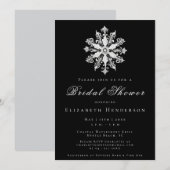 Minimalist Snowflake Bridal Shower | Black Kaart (Voorkant / Achterkant)