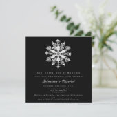Minimalist Snowflake Rehearsal Dinner | Black Kaart (Staand voorkant)