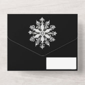 Minimalist Snowflake Wedding | Black All In One Uitnodiging (Achterkant)