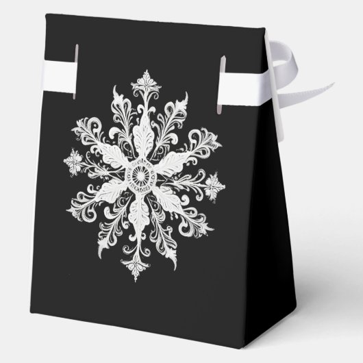 Minimalist Snowflake Wedding | Black Bedankdoosjes (Achterkant)
