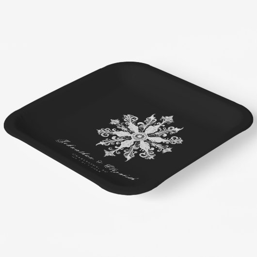 Minimalist Snowflake Wedding | Black Papieren Bordje (Gebogen)