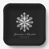 Minimalist Snowflake Wedding | Black Papieren Bordje (Voorkant)