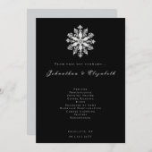 Minimalist Snowflake Wedding | Black Programmakaart (Voorkant / Achterkant)