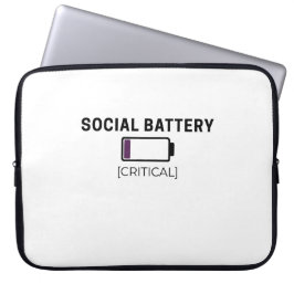 Minimalist Social Battery Low Typography 15" Laptop Sleeve