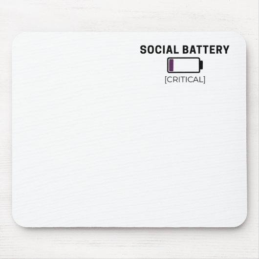 Minimalist Social Battery Low Typography Muismat (Voorkant)
