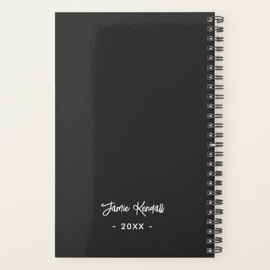 Minimalist Soft Black Personalized Script Photo Planner (Achterkant)