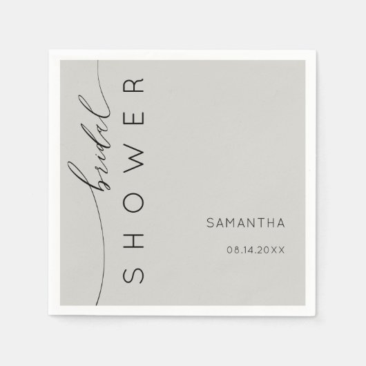 Minimalist soft Grey Bridal Shower Servet (Voorkant)