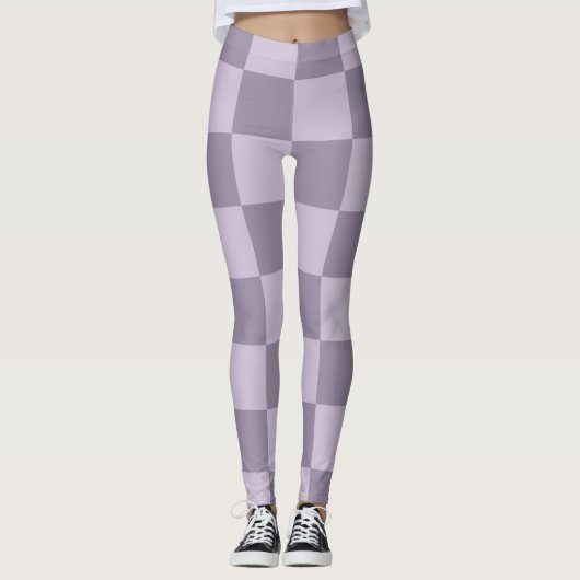 Minimalist Soft Lavender Checkerboard Pattern  Leggings (Voorkant)
