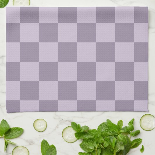 Minimalist Soft Lavender Checkerboard Pattern  Theedoek (Gevouwen)