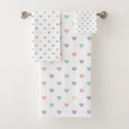 Minimalist Soft Pastel Heart Pattern   Bad Handdoek