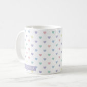 Minimalist Soft Pastel Heart Pattern Couple Name Koffiemok (Voorkant links)