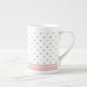 Minimalist Soft Pastel Heart Pattern Couple Name Porselein Kop (Rechts)