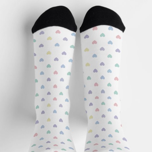 Minimalist Soft Pastel Heart Pattern Crew Socks Sokken (Top)