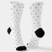 Minimalist Soft Pastel Heart Pattern Crew Socks Sokken (Gebogen)