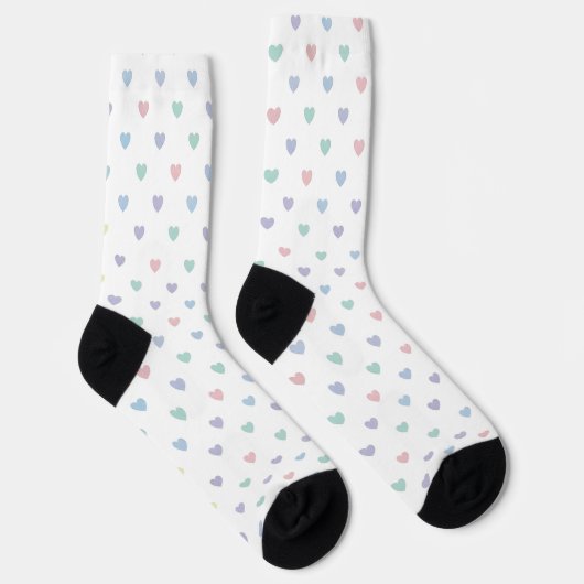Minimalist Soft Pastel Heart Pattern Crew Socks Sokken (Rechts)
