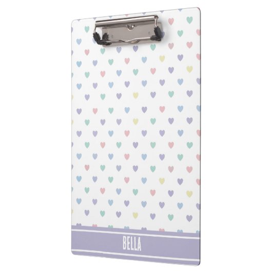 Minimalist Soft Pastel Heart Pattern Personalized Klembord (Links)