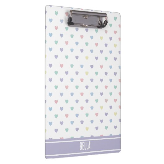 Minimalist Soft Pastel Heart Pattern Personalized Klembord (Rechts)