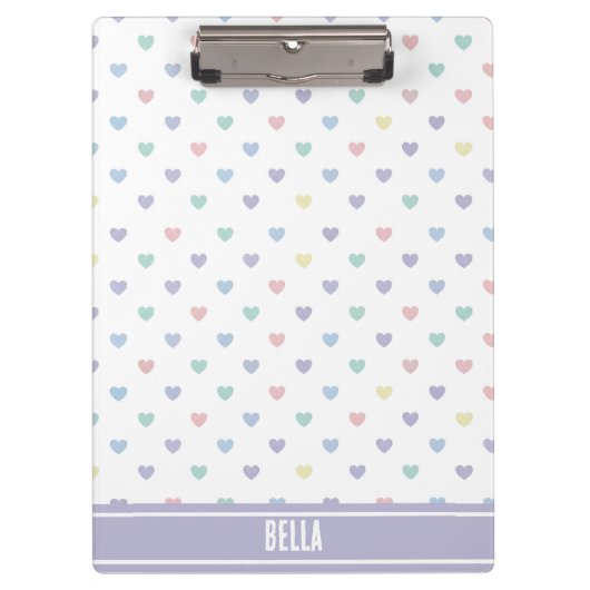 Minimalist Soft Pastel Heart Pattern Personalized Klembord (Voorkant)