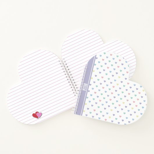 Minimalist Soft Pastel Heart Pattern Personalized Notitieboek (Binnen)