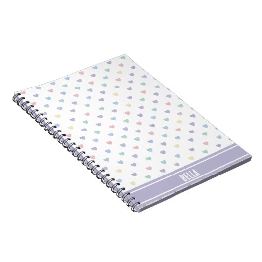 Minimalist Soft Pastel Heart Pattern Personalized Notitieboek (Rechterzijde)