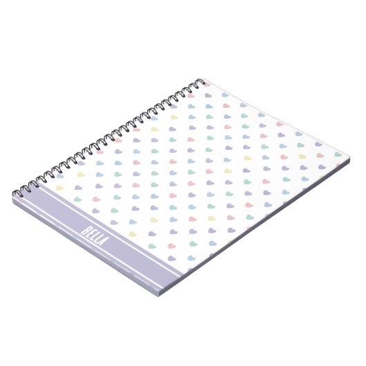 Minimalist Soft Pastel Heart Pattern Personalized Notitieboek (Linkerzijde)