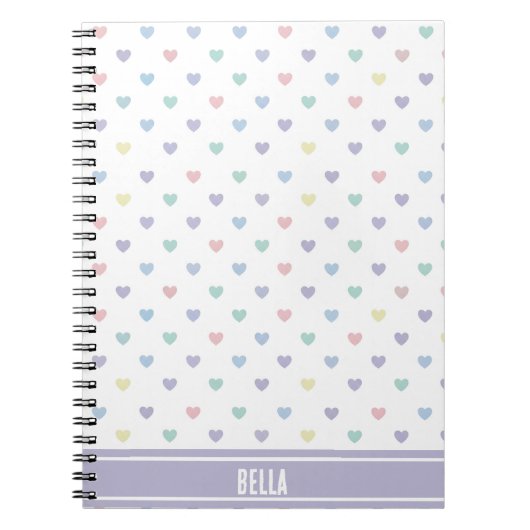 Minimalist Soft Pastel Heart Pattern Personalized Notitieboek (Voorkant)