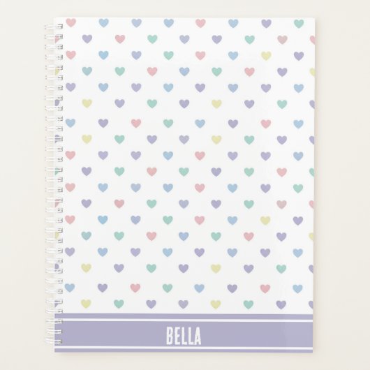 Minimalist Soft Pastel Heart Pattern Personalized Planner (Voorkant)