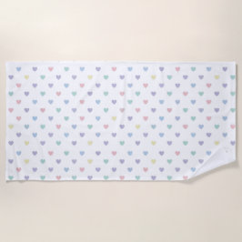 Minimalist Soft Pastel Heart Pattern   Strandlaken