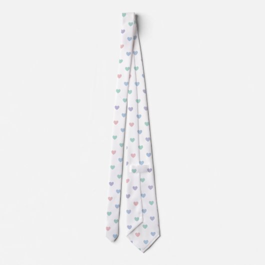 Minimalist Soft Pastel Heart Pattern  Stropdas (Achterkant)