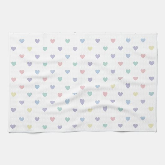 Minimalist Soft Pastel Heart Pattern   Theedoek (Horizontaal)