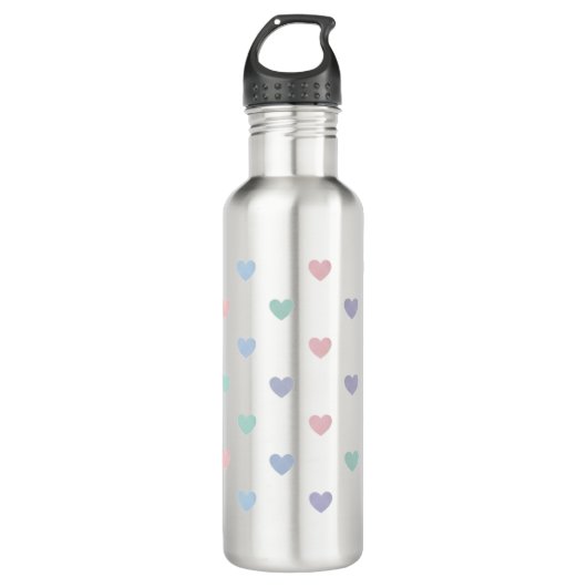 Minimalist Soft Pastel Heart Pattern   Waterfles (Voorkant)
