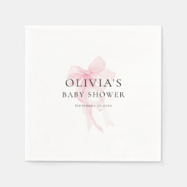 Minimalist Soft Pink Bow Baby Shower Servet