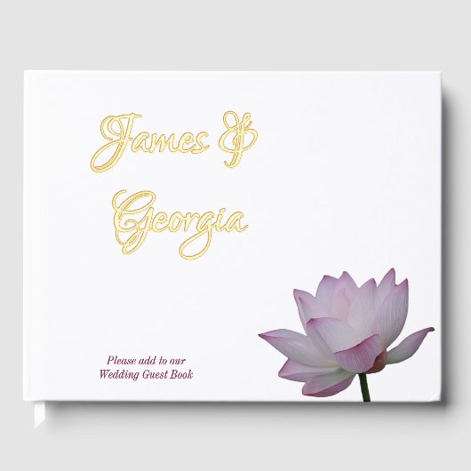Minimalist soft pink & green lotus Wedding  Gastenboek (Voorkant)