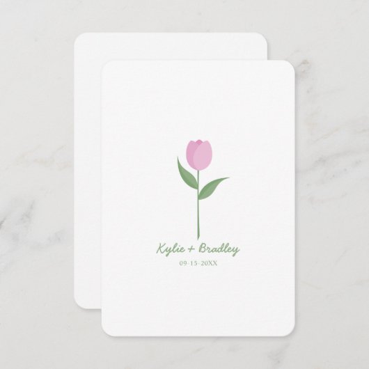 Minimalist Soft Pink Tulip Kaart (Voorkant / Achterkant)
