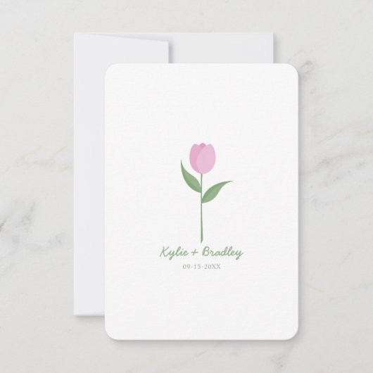 Minimalist Soft Pink Tulip Kaart (Voorkant)