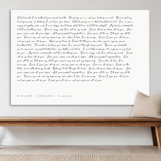 Minimalist Song Lyrics Neutral Script Typography Canvas Afdruk