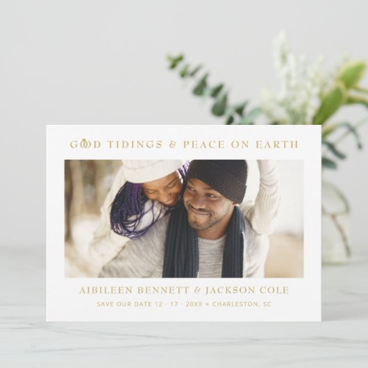 Minimalist Sophisticated Photo Wedding Holidays  Save The Date (Staand voorkant)