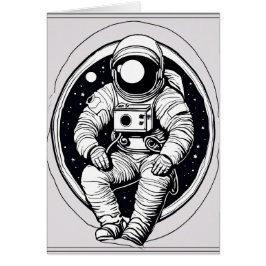 Minimalist Space Astronaut Wenskaart - grijs