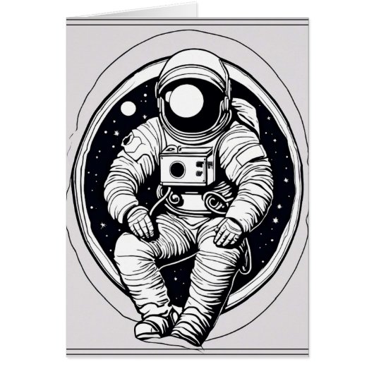 Minimalist Space Astronaut Wenskaart - grijs (Voorkant)