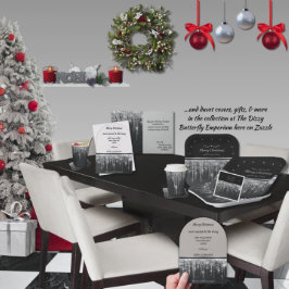 Minimalist Sparkly Black and Silver Christmas Kaart