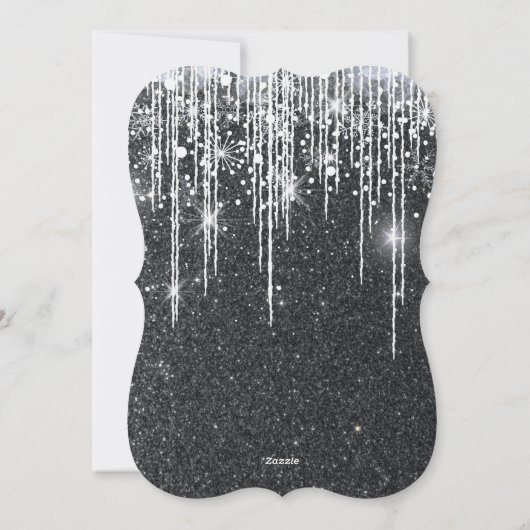 Minimalist Sparkly Black and Silver Christmas Kaart (Achterkant)