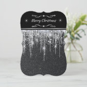 Minimalist Sparkly Black and Silver Christmas Kaart (Staand voorkant)