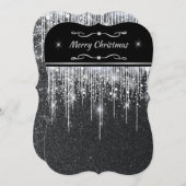 Minimalist Sparkly Black and Silver Christmas Kaart (Voorkant / Achterkant)