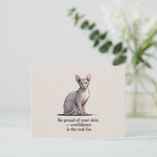 Minimalist Sphynx Cat Inspirational Art Briefkaart (Staand voorkant)