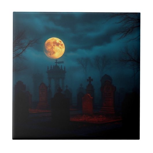 Minimalist Spider Web Halloween Ceramic Tile Tegeltje (Voorkant)