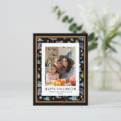 Minimalist Spooky Happy Halloween 1 Foto Feestdagenkaart (Staand voorkant)