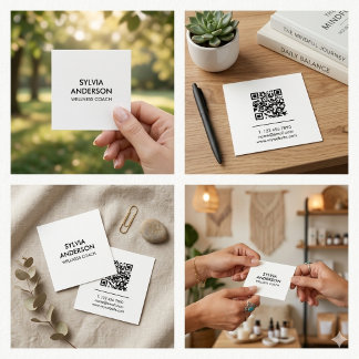 Minimalist Square Business Card with QR Code  Vierkante Visitekaartje